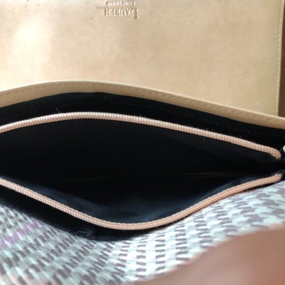 RALPH LAUREN Long Tweed Wallet Cream Pink Gray - Picture 12 of 16